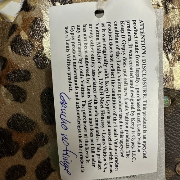 LV KEEP IT GYPSY GOUCHO WRISTLET Brown‎ Gold Metallic Leopard Print NWT - Picture 7 of 11